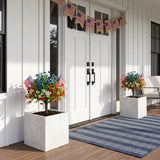 2' UV Resistant Artificial Red, White and Blue Flowering Daisy Bush with Integrated Ground Stake (Indoor/Outdoor) - Set of 2