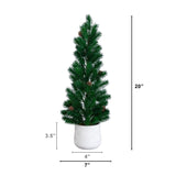 20” Artificial Christmas Tree with Pinecones in White Ceramic Planter