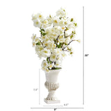 20” Cherry Blossom Artificial Arrangement in White Urn (Set of 2)
