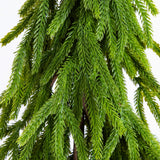 20" Artificial Real Touch Down Swept Norfolk Island Pine in Christmas Tin Metal Planter with Natural Look