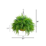 20” UV Resistant Artificial Mixed Fern Hanging Basket (Indoor/Outdoor)
