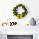 21” Olive with Hydrangea Artificial Wreath