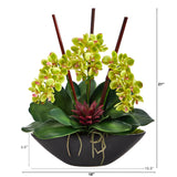 21” Phalaenopsis Orchid and Succulent Artificial Arrangement in Black Vase