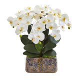 21” Phalaenopsis Orchid Artificial Arrangement in Vintage Vase