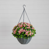 21" UV Resistant Artificial Mini Gardenia Hanging Basket (Indoor/Outdoor)