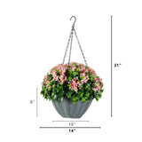 21" UV Resistant Artificial Mini Gardenia Hanging Basket (Indoor/Outdoor)