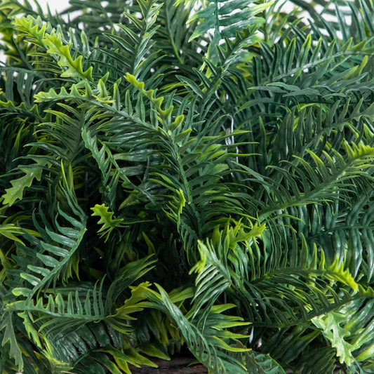 21" UV Resistant Artificial Fern in Hanging Basket (Indoor/Outdoor) - Set of 2