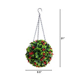 21” UV Resistant Artificial Holly Berry Christmas Hanging Ball (Indoor/Outdoor)
