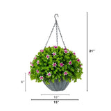 21” UV Resistant Artificial Lily and Eucalyptus Hanging Basket (Indoor/Outdoor)