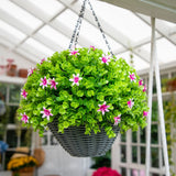 21” UV Resistant Artificial Lily and Eucalyptus Hanging Basket (Indoor/Outdoor)