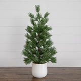 22” Artificial Frosted Christmas Tree in White Ceramic Planter