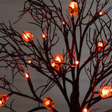 22" Pre-Lit Artificial Halloween Brown Twig Tree with 12 Orange LED Pumpkin Shaped Lights