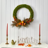 22” Pear, Magnolia and Moss Artificial Wreath