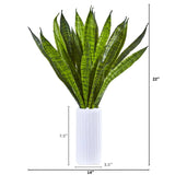 22” Sansevieria Artificial Plant in White Vase