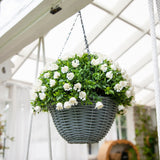 22” UV Resistant Artificial Mini Rose and Aptenia Hanging Basket (Indoor/Outdoor)