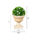 22” UV Resistant Artificial Pink Flowering Ball Topiary in Decorative Urn Planter (Indoor/Outdoor)