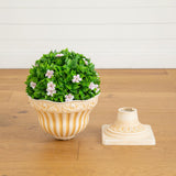 22” UV Resistant Artificial Pink Flowering Ball Topiary in Decorative Urn Planter (Indoor/Outdoor)