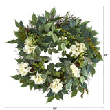 23” Mixed Greens and Bougainvillea Artificial Wreath