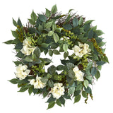 23” Mixed Greens and Bougainvillea Artificial Wreath