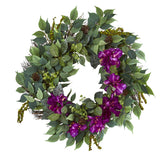 23” Mixed Greens and Bougainvillea Artificial Wreath