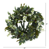 23” Mixed Greens and Dancing Lady Orchid Artificial Wreath