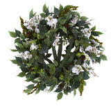 23” Mixed Greens and Dancing Lady Orchid Artificial Wreath