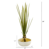 23” Spiky Succulent Artificial Plant in Gold and Cream Elegant Vase