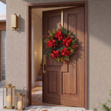24" Artificial Poinsettia & Berry Wreath