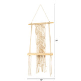 24” Boho Chic Wood Macrame Shelf