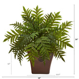 24” Hares Foot Fern Artificial Plant in Brown Planter (Real Touch)