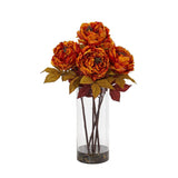24” Peony Artificial Arrangement in Glass Vase