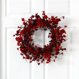 24” Artificial Red Plum Blossom Wreath