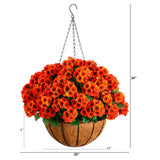 24" UV Resistant Artificial Chrysanthemum Hanging Basket (Indoor/Outdoor)