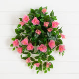 24" UV Resistant Artificial Hibiscus Hanging Plant (Indoor/Outdoor) - Set of 2