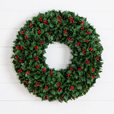 24” UV Resistant Artificial Holly Berry Christmas Wreath (Indoor/Outdoor)