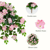 24" UV Resistant Artificial Hydrangea Hanging Plant (Indoor/Outdoor) - Set of 2
