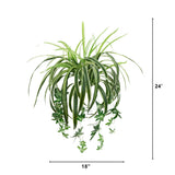24" UV Resistant Artificial Spider Bush (Indoor/Outdoor) - Set of 3