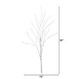 2.5' Pre-Lit Artificial White Birch Branches with Warm White 100 Micro LED Lights - Set of 2