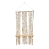 2.5’ x 1.5’ Layered Macrame Wall Hanging with Wooden Shelf