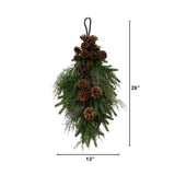 26” Artificial Pine & Pine Cone Teardrop
