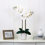 26” Artificial Real to Touch Double Orchid Phalaenopsis with Decorative Vase