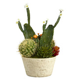 26” Cactus Garden Artificial Plant in White Planter
