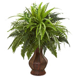 26” Mixed Greens and Fern Artificial Plant in Decorative Planter