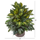 26” Mixed Greens Artificial Plant in Stoneware Planter