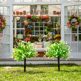 26” UV Resistant Artificial Flowering Rose Bush with Integrated Ground Stake (Indoor/Outdoor) - Set of 2