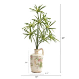 27” Cyperus Artificial Plant in Floral Pitcher