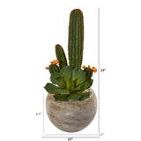 27” Mixed Succulent Artificial Plant in Sand Colored Planter