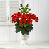 27” Phalaenopsis Orchid and Thistle Artificial Arrangement in White Urn
