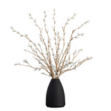 28” Artificial Pussy Willow Arrangement in Modern Metal Black Vase