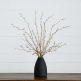 28” Artificial Pussy Willow Arrangement in Modern Metal Black Vase